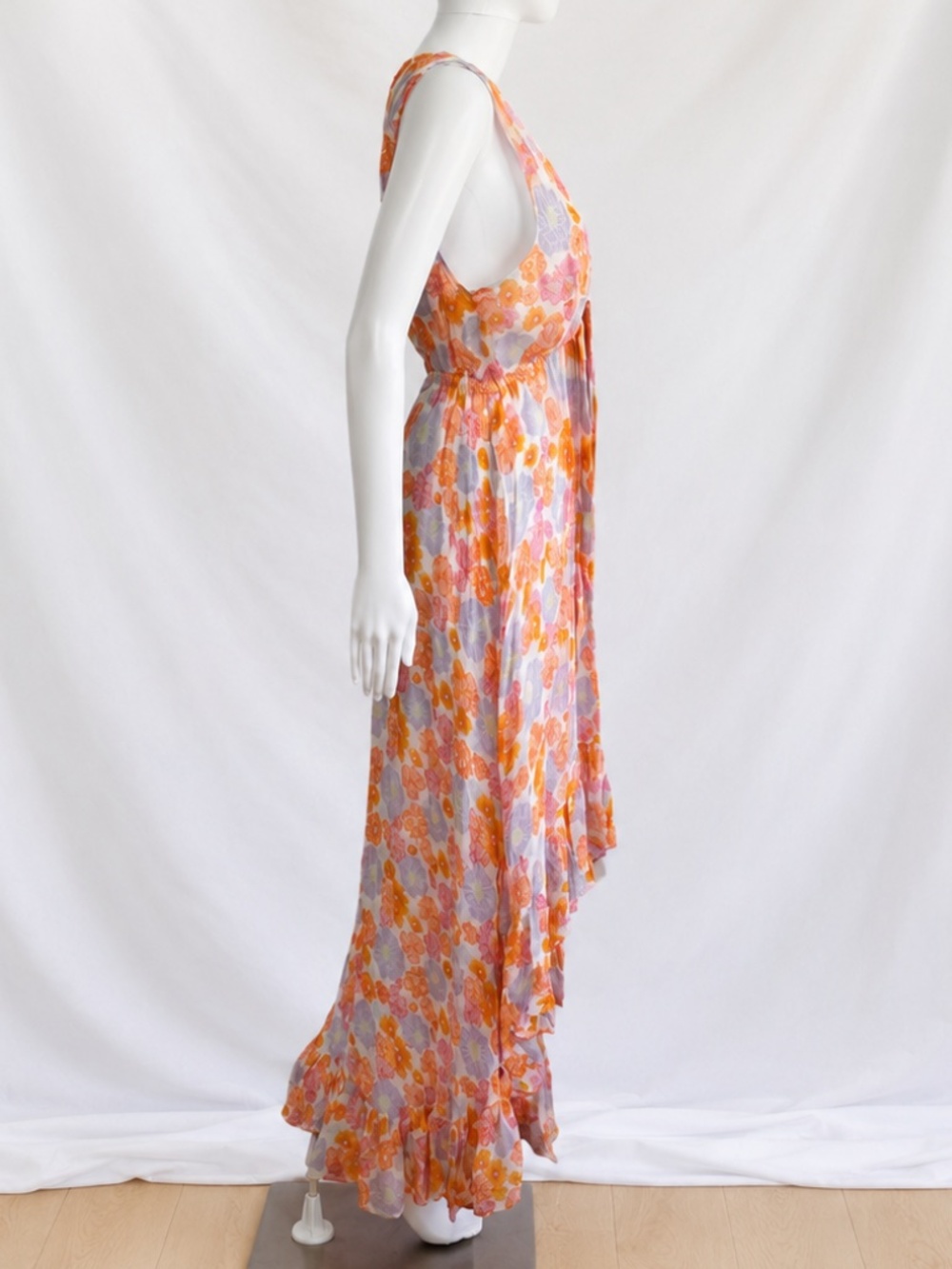 Sundress Delina Maxi Dress Orange Pink Purple Tie Front Ruffle Hem - Size M/L - Picture 4 of 7